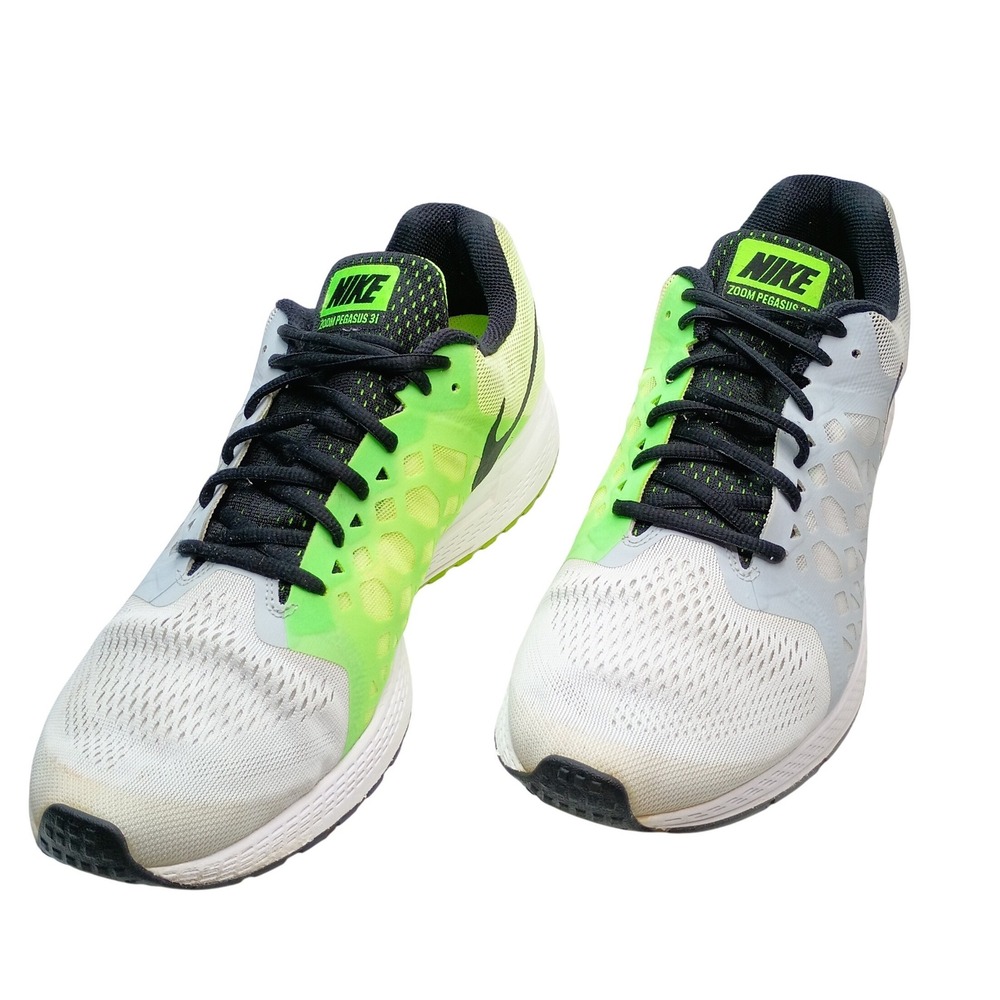 Nike Air Zoom Pegasus 31 Men Running Shoes White Volt Black 652925-013 Size 12.5